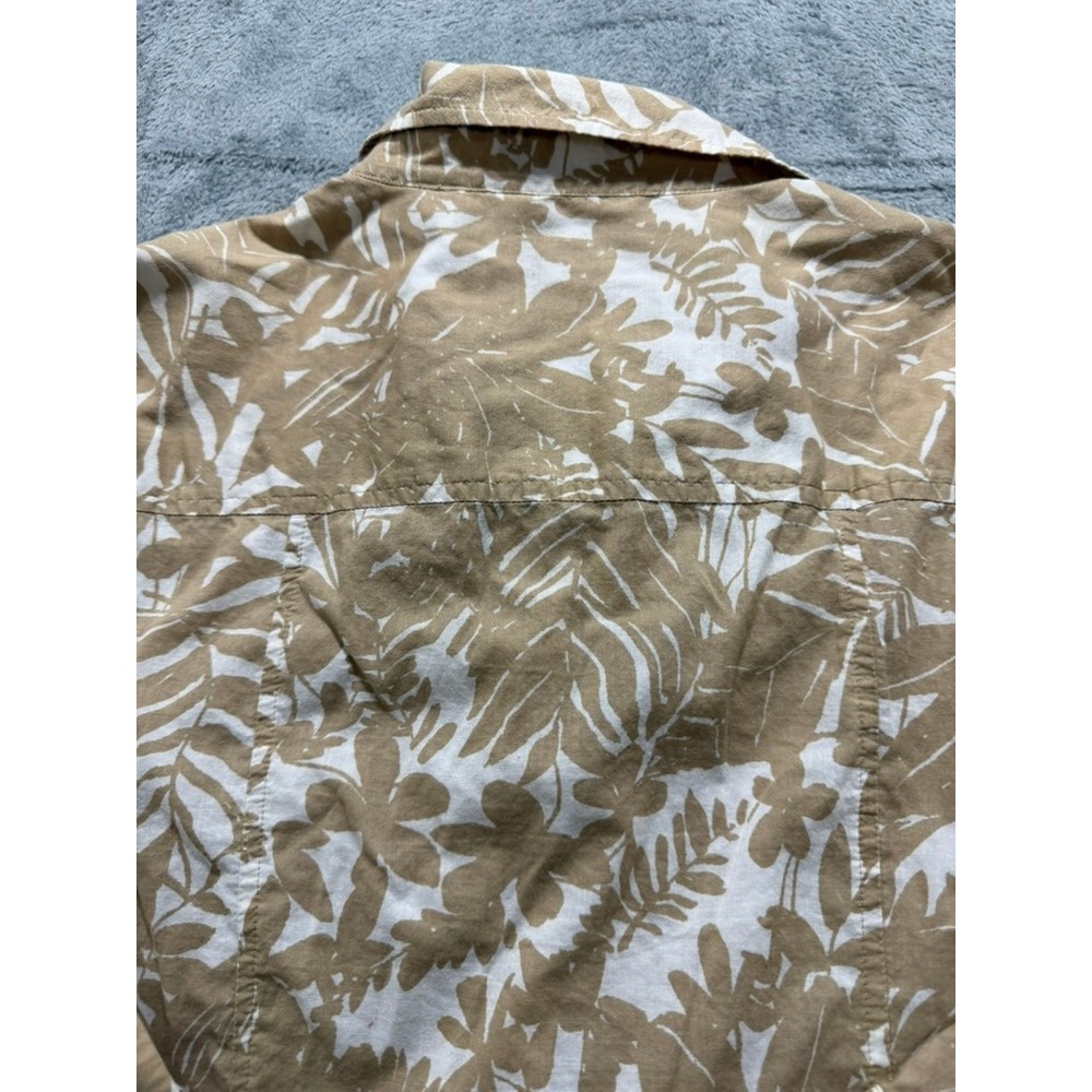 Liz Claiborne Button Up Shirt Women XL Beige Floral Tropical Casual Top - Picture 11 of 11